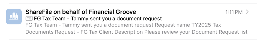 ShareFile document request email